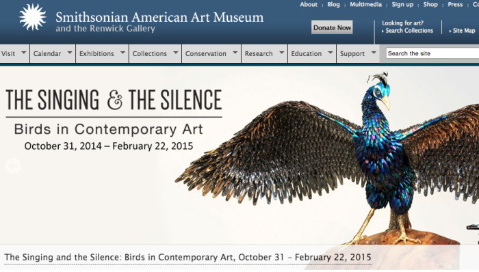 The Singing and the Silence: Birds in Contemporary Art, Exhibition at the Smithsonian American Art Museum.  Joann Brennan a featured artist.